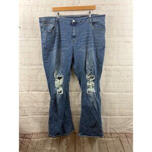 YKK Jeans Womens Size 26 Blue Wide Bootcut Casual Western Streetwear Stretchy